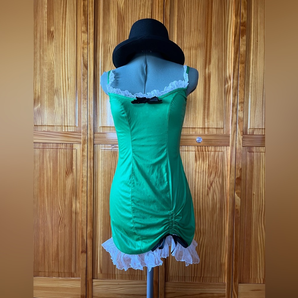 Dreamgirl Green Satin Dress with Lace and Bow Size Small